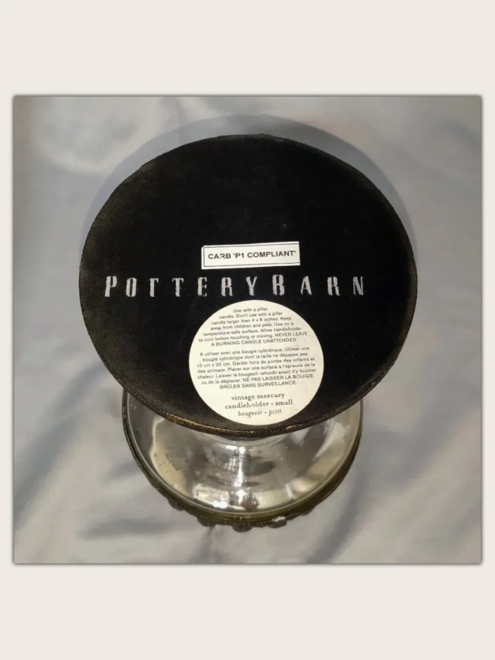 Pottery Barn Vintage Mercury Glass Style Candleholder for Pillar & Jar Candles